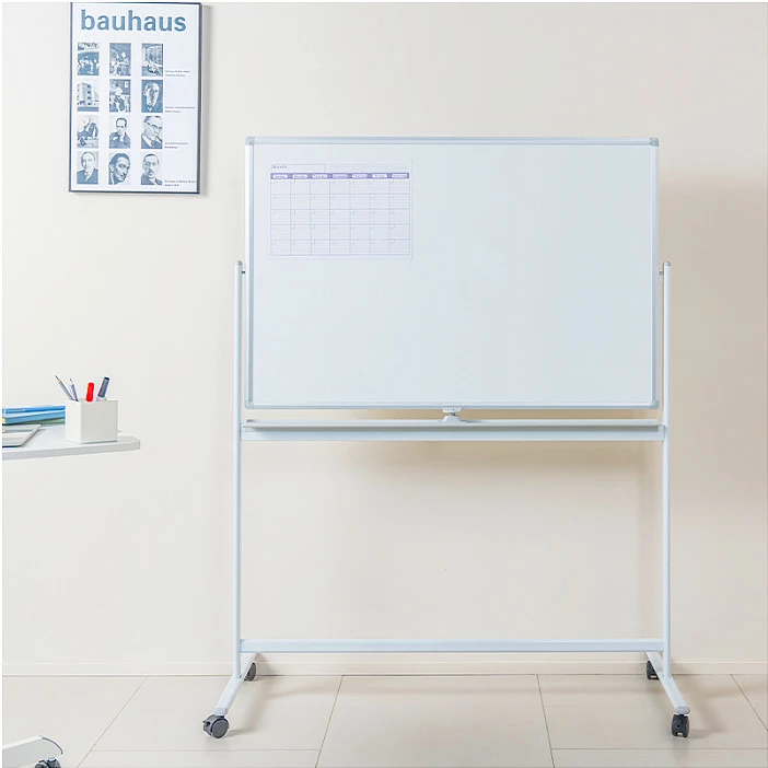 Tabelë e bardhë dry erase LogiLink 120x80cm, dy-anëshe, me rrota, metalike