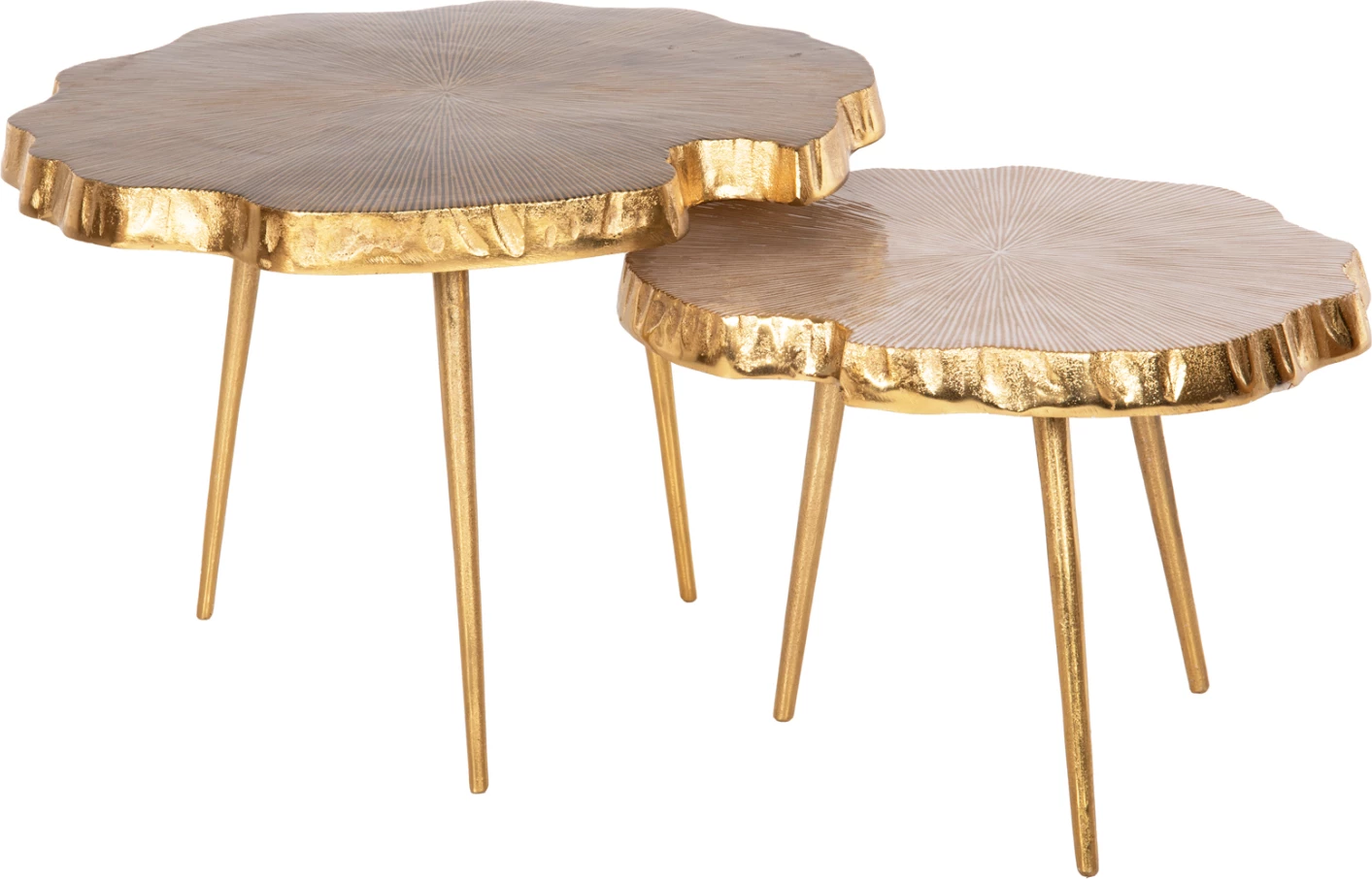 Set 2 copë tavolina kafeje ANGUL FH10708 metal në ar-zi-bardhë