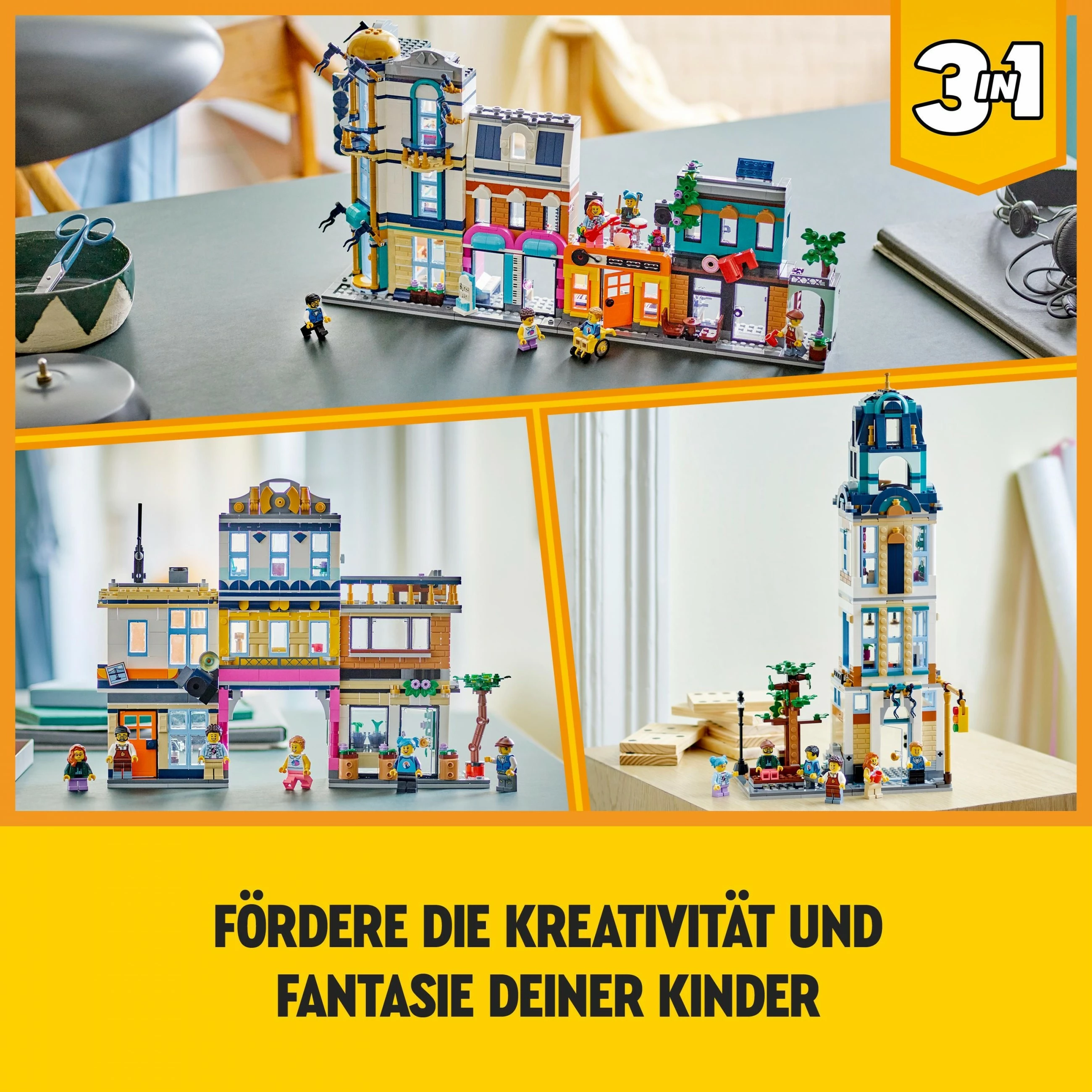 Set ndërtimi LEGO Creator 3in1 Main Street, 1459 pjesë, shumëngjyrësh