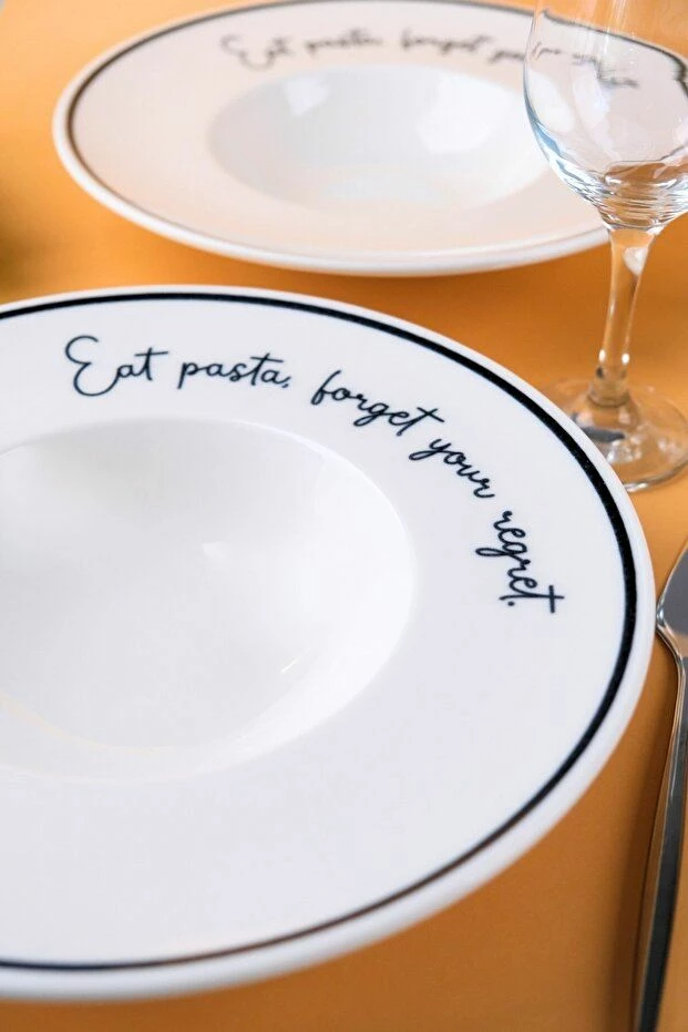 Set pjatash (2 copë), Hermia Concept, 29.5x29.5x4 cm, porcelan, bardhë/blu
