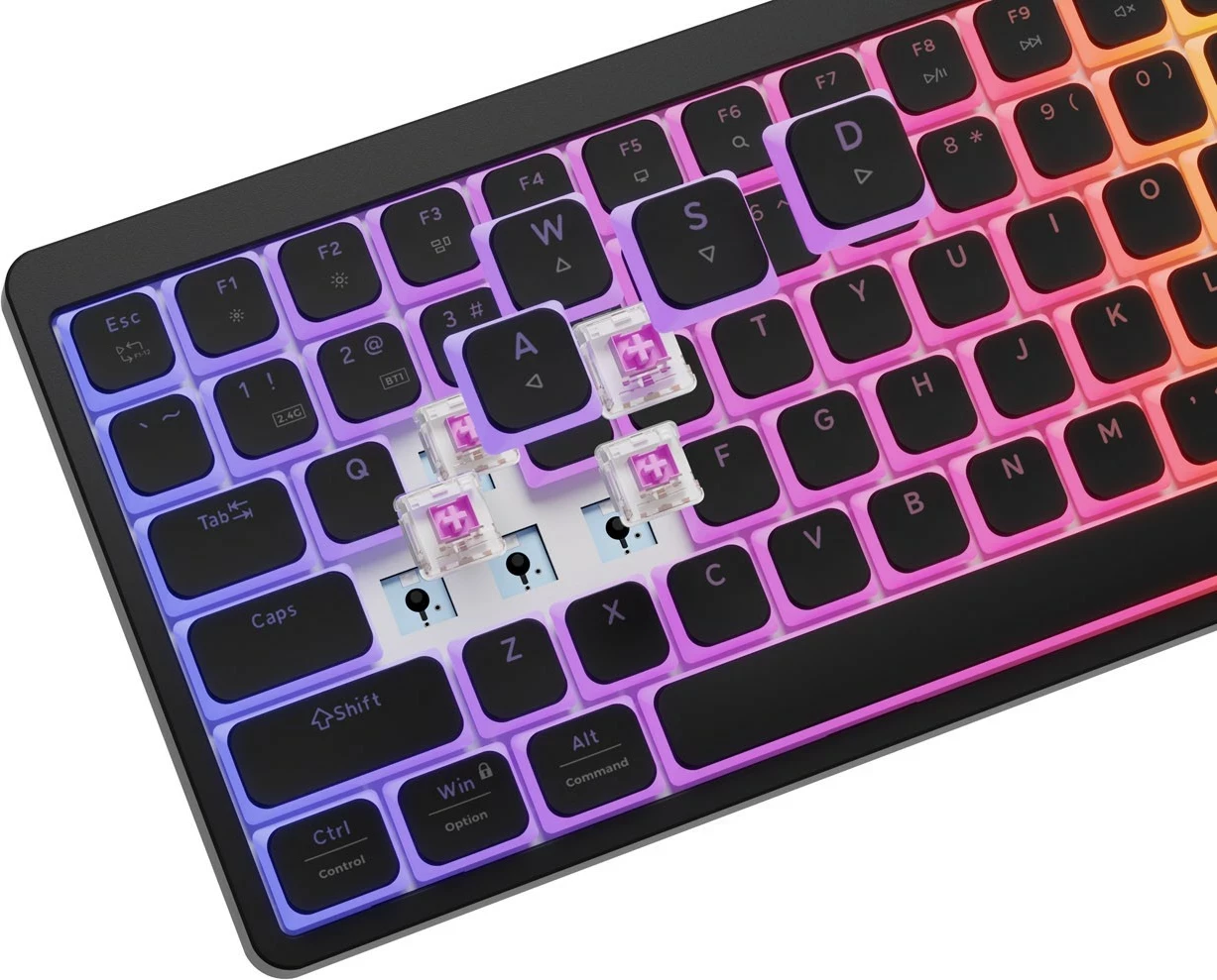 Tastierë gaming Genesis Thor 430 TKL, mekanike low-profile, Hot-Swap, RGB, pa kabllo, Outemu Silent Pink, e zezë