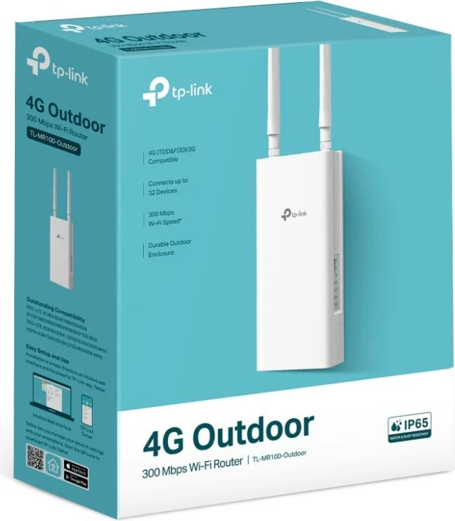 Router/Access Point TP-Link TL-MR100-Outdoor 300Mbps, i bardhë