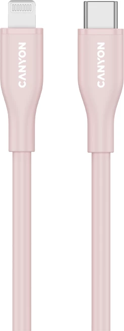 Kabllo USB-C në Lightning CANYON OnWire 60LN CLNM60 1m 60W MFi, rozë