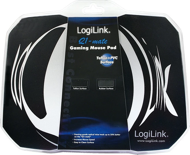 Mauspad LogiLink Q1 Mate Gaming, Teflon-PVC, zi/bardhë