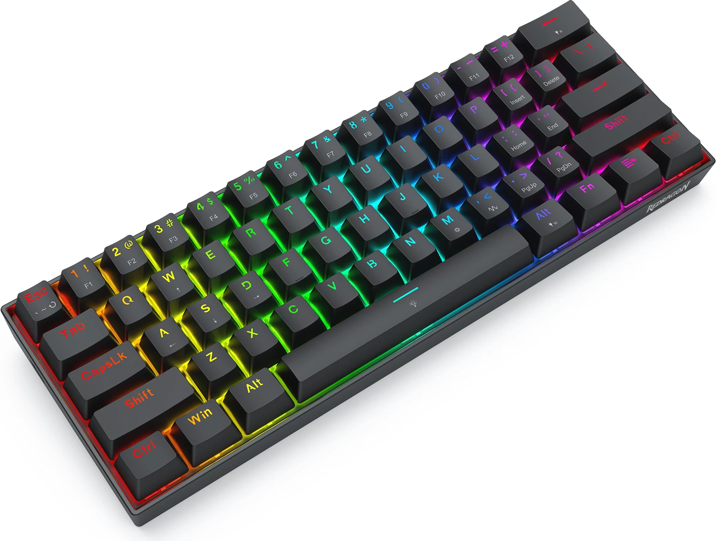 Tastierë me kabllo gaming Redragon Fizz K617RGB-M, 60% 61 taste, Hall Effect magnetike, 8000Hz, RGB, e zezë
