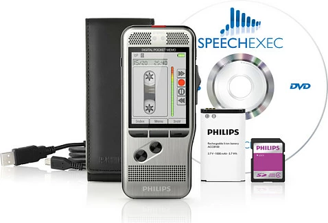 Diktafon Philips DPM 7200/02, 32GB, MP3/PCM, ekran 2.4", çelik inox