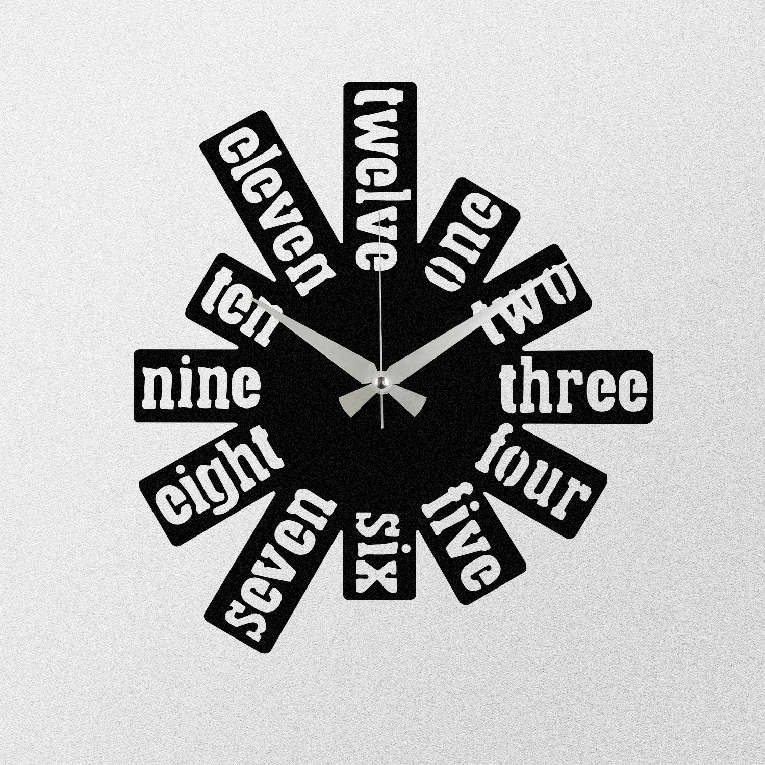Orë muri dekorative metalike, Wallity, Enzoclock - S020, e zezë, 48x48cm