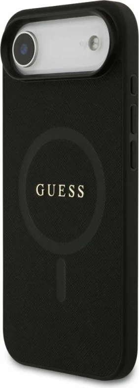 Kutia për iPhone Air Guess Saffiano Classic Logo MagSafe, e zezë