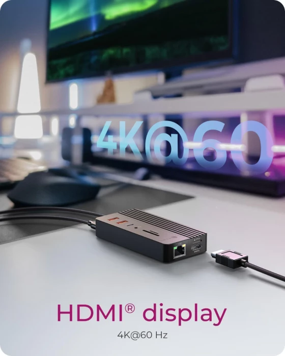 Docking station ICYBOX IB-DK4072M-CU31 10-në-1 me slot NVMe M.2, PD 100W, 4K HDMI, e zezë