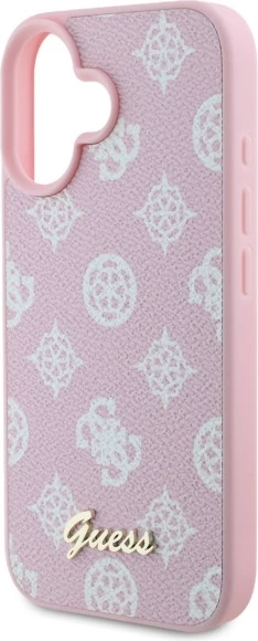 Mbështjellës Guess Peony Script MagSafe për iPhone 16, Rozë