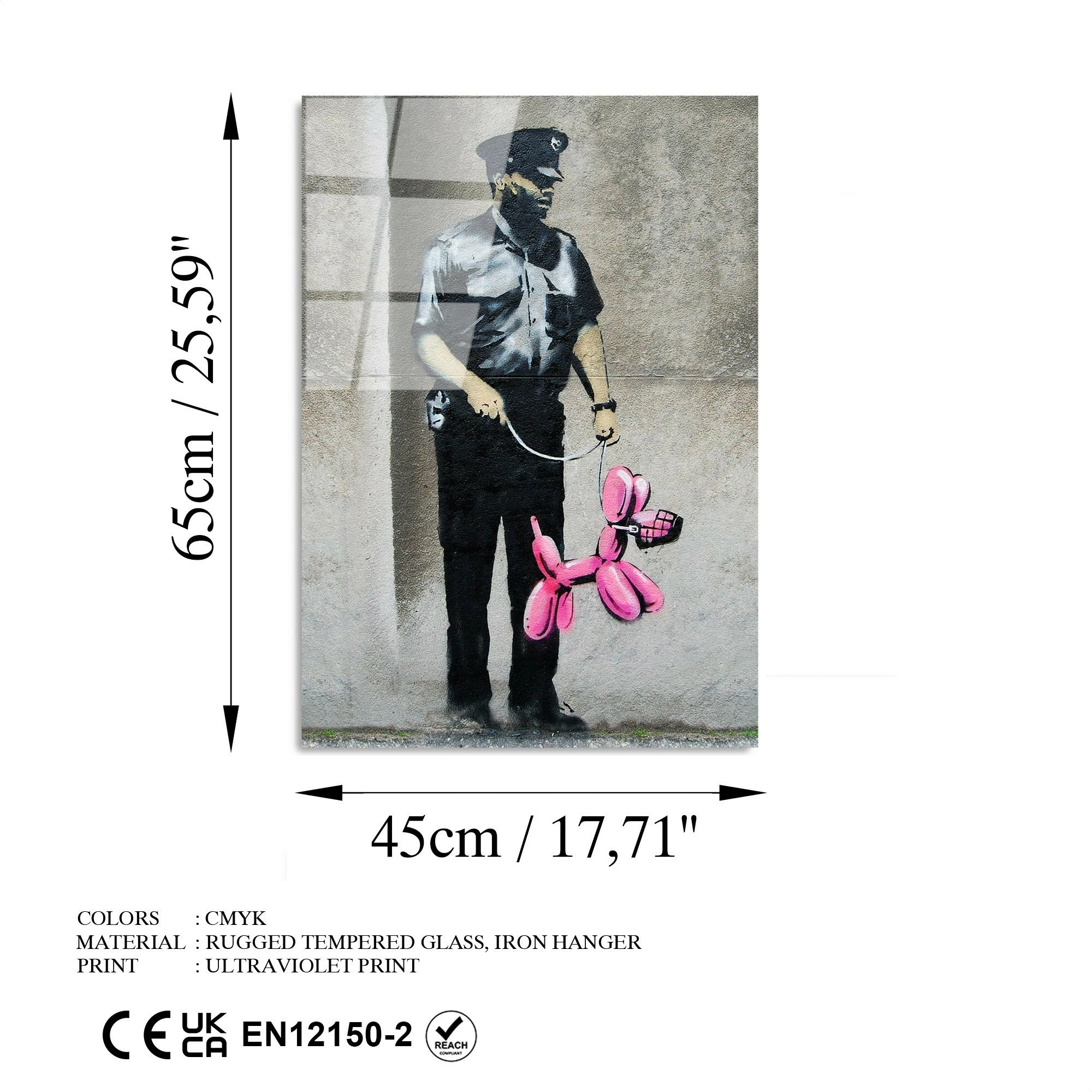 Pikturë dekorative xhami e temperuar, Banksy, UV-506, 45x65cm