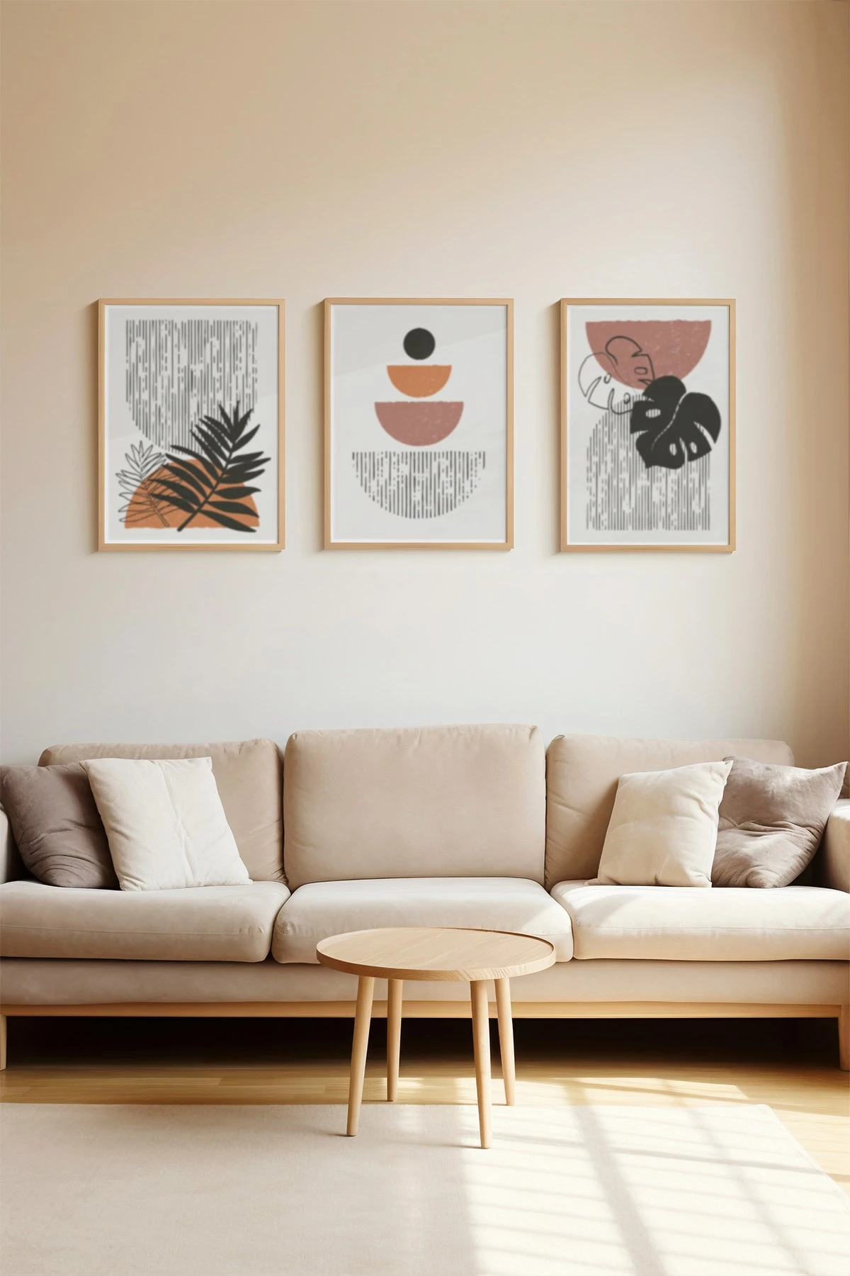 Set pikturash dekorative me kornizë, 3 pjesë, Wallity, 3Dartsohoset114