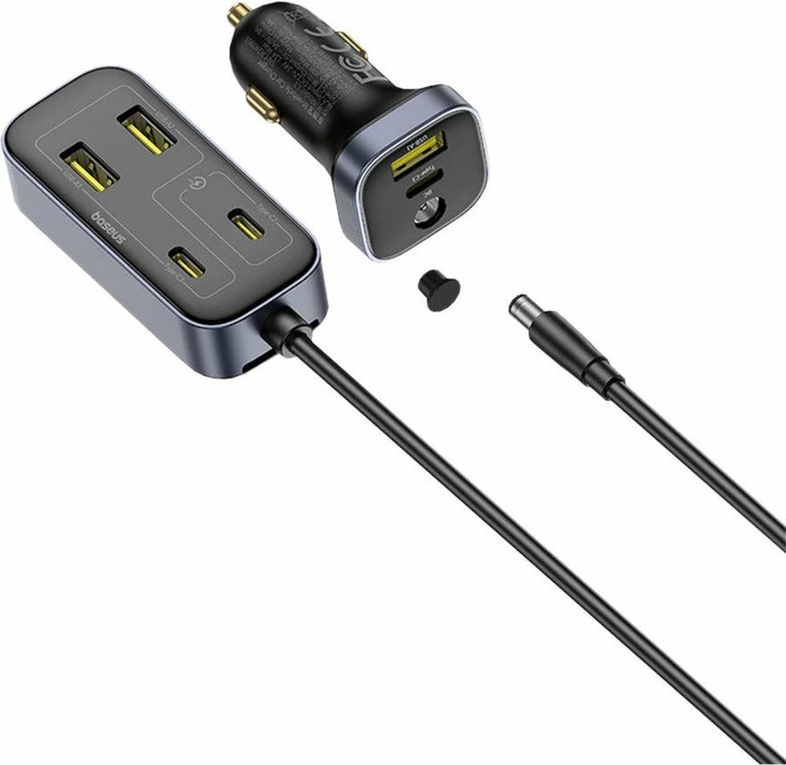 Karikues për veturë Baseus BackseatPal L1 110W, 3x USB-A + 3x USB-C, kabllo zgjatëse 1.5 m, i zi
