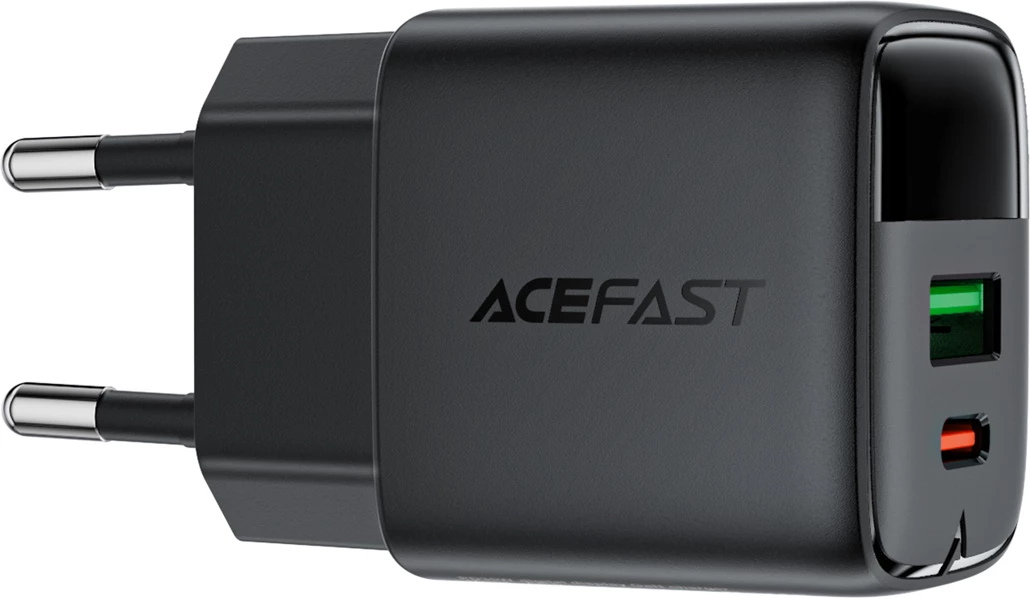 Karikues muri Acefast A116 GaN PD 35W, USB-C + USB-A, me display LED, i zi, në kuti
