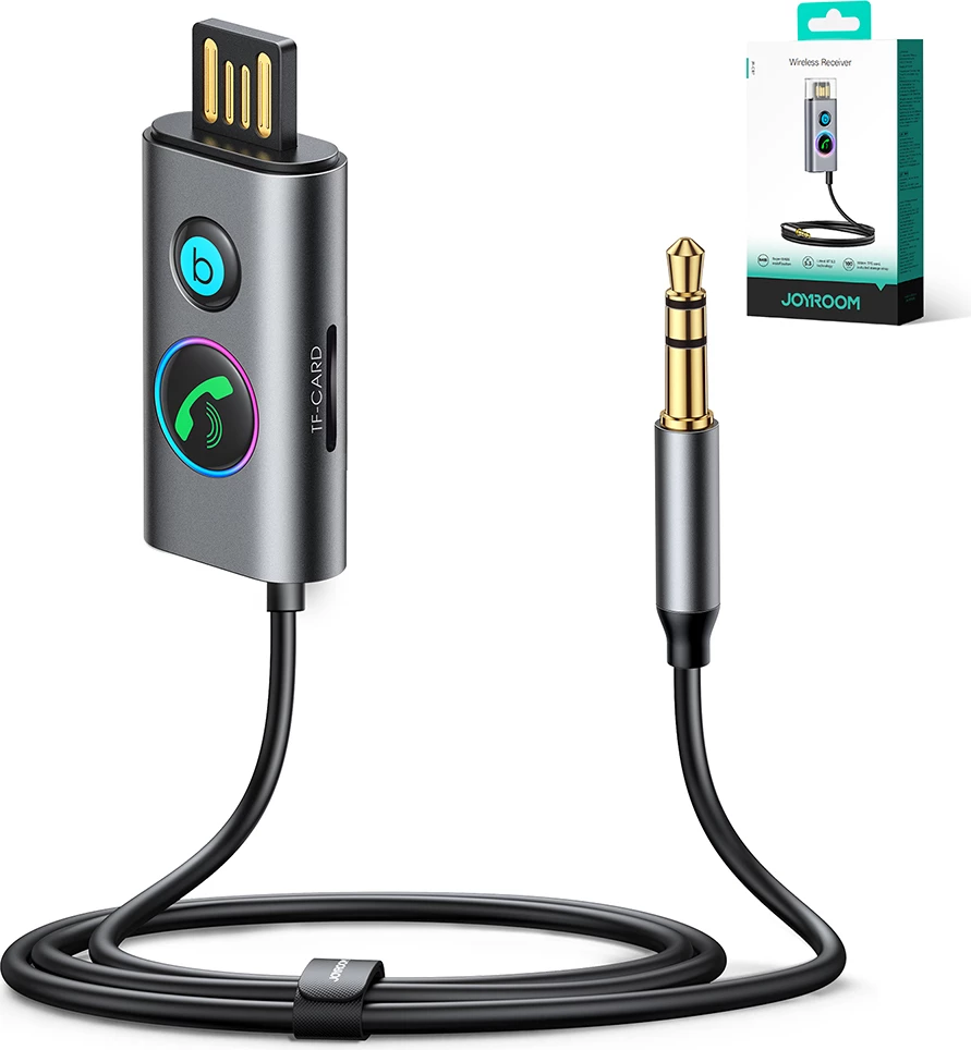 Marrës Bluetooth për makinë Joyroom JR-CB7, 1m, Super BASS, Gri