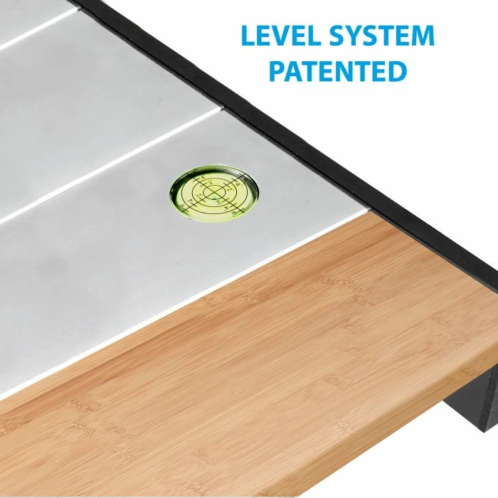 tryezë kampingu BRUNNER Titanium Quadra Tropic 4 MPN 0406095N 120.5×70×72 cm alumini 30 kg me çantë bartjeje argjendtë/zezë me bambu