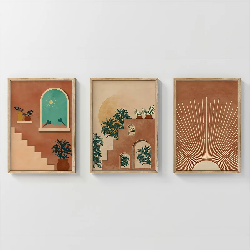 Pikturë muri në kornizë Affera triptik, print digjital, shumëngjyrëshe, 33x1.5x48cm