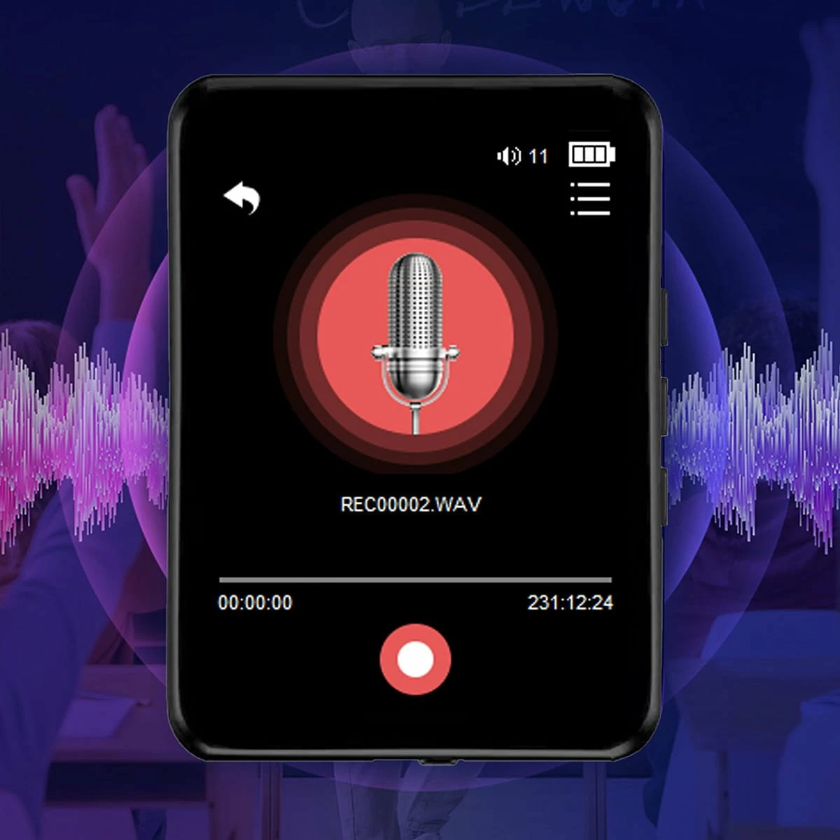 Player MP3/MP4 Zenwire Vibe P1, 32GB, Bluetooth, ekran 2.4\" IPS, radio FM, diktafon, i zi, me microSD 32GB, kufje dhe kabllo USB