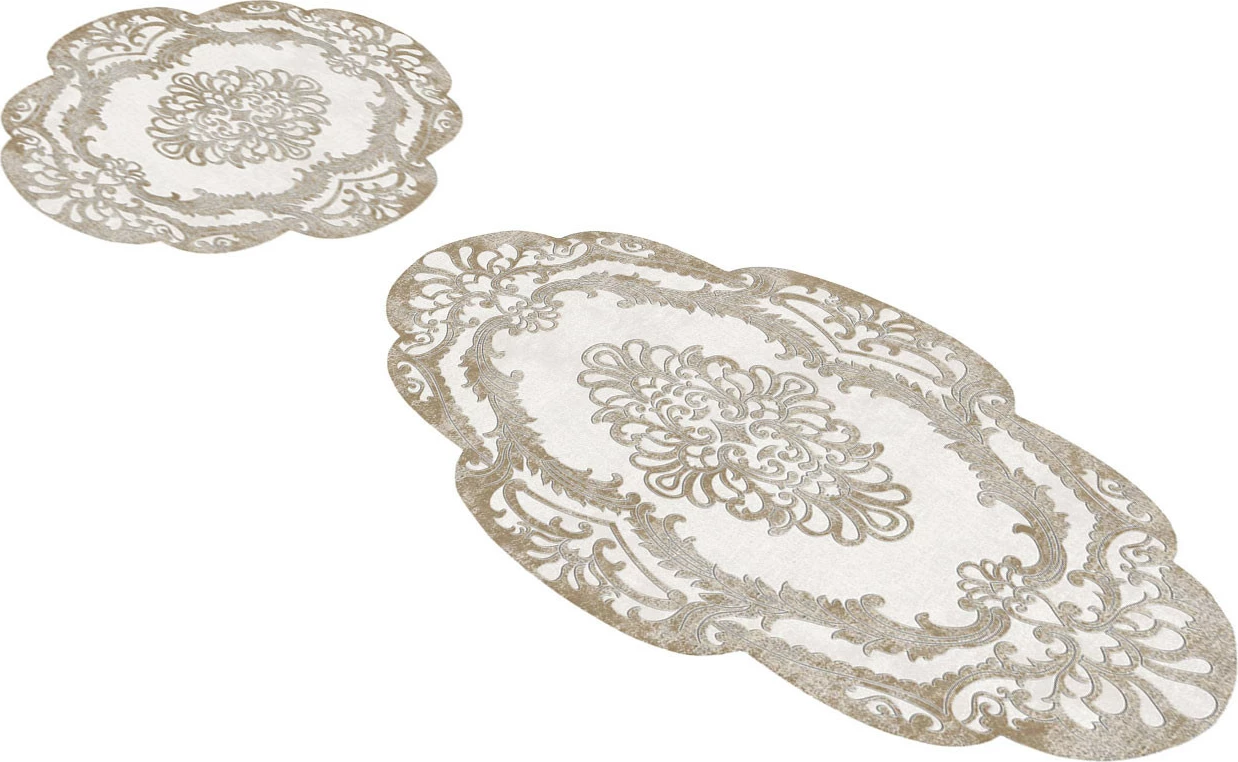 Set tapetesh për banjo (2 copë), Mijölnir, 21010715Bj, bezhë dhe e bardhë