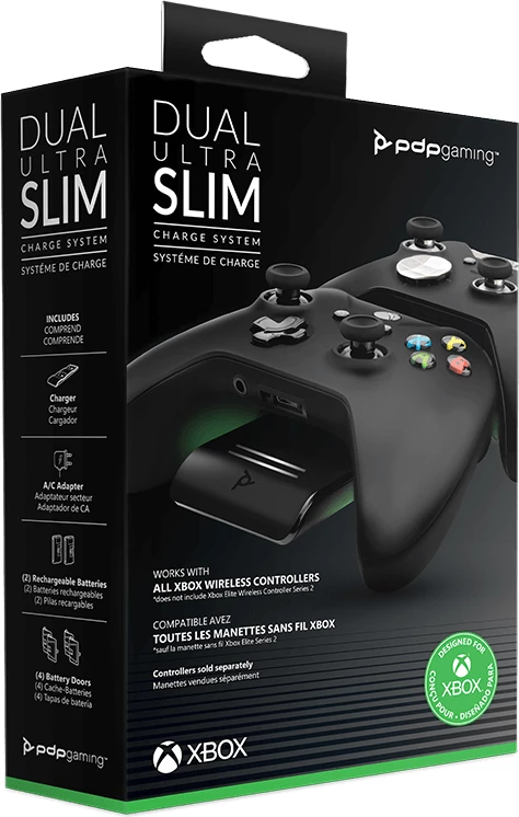 Stacion karikimi PDP Dual Ultra Slim për Xbox One/Xbox Series X|S, për 2 kontrollera