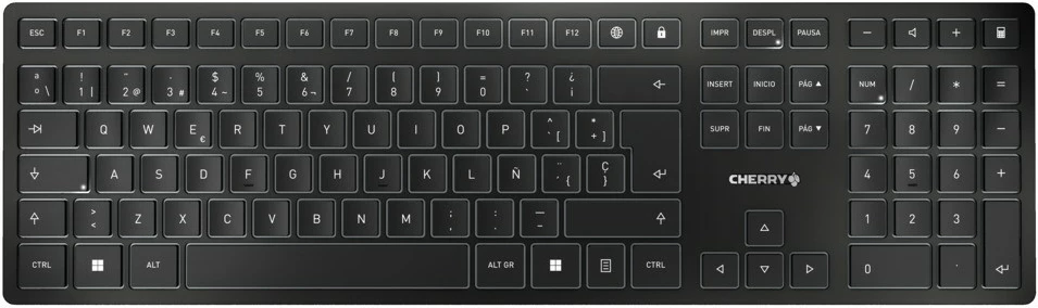 Tastierë Cherry KW 9100 SLIM, Wireless, RF Wireless + Bluetooth, QWERTY, Ngjyrë e zezë