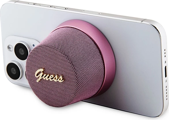 Altoparlant Bluetooth Guess Magnetic Script Metal, MagSafe, 1200mAh, Rozë