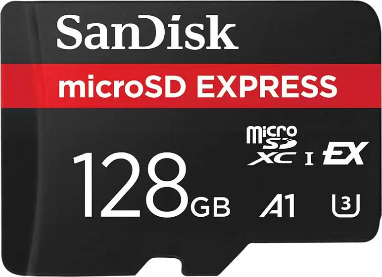 Kartë memorie SanDisk microSD Express microSDXC 128GB, A1, U3, e zezë/kuqe