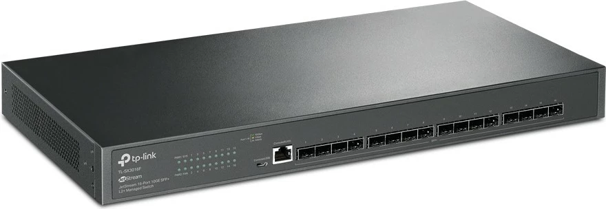 Switch i menaxhuar TP-LINK SX3016F JetStream, 16 SFP+ 10GE, për rack, i zi