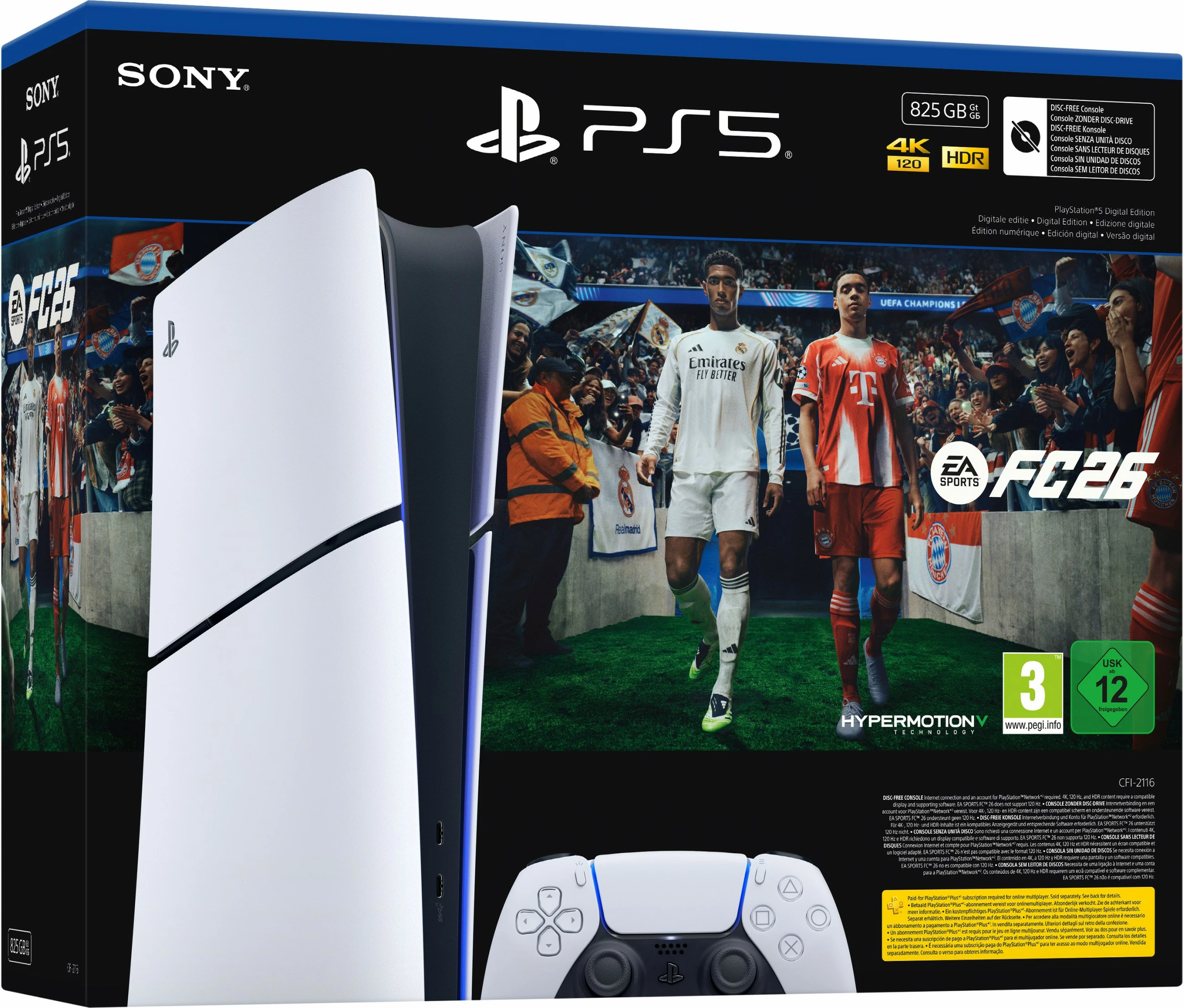 Konzolë Sony PlayStation 5 Digital Edition 825GB me EA SPORTS FC 26, bardhë