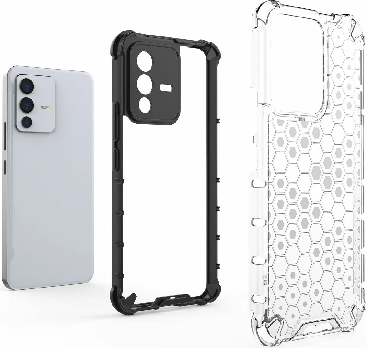 Mbështjellës Hurtel honeycomb për Vivo V23 5G, i zi