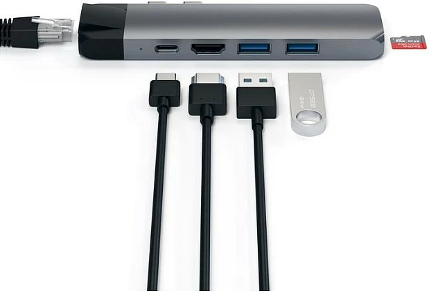 USB-C hub Satechi Type-C Pro Hub, HDMI 4K, Ethernet, space gray