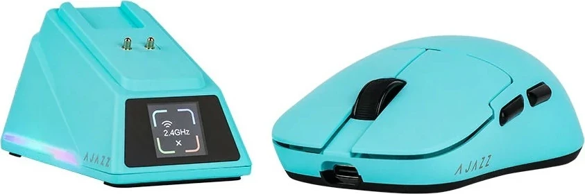 Maus Ajazz AJ159 APEX, wireless/USB-C, 42000 DPI, 8K, me stacion karikimi, kaltër