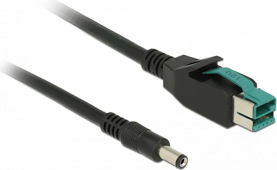 Kabllo PoweredUSB në DC 5.5x2.1mm DeLOCK 85497, 1m, 12V, e zezë