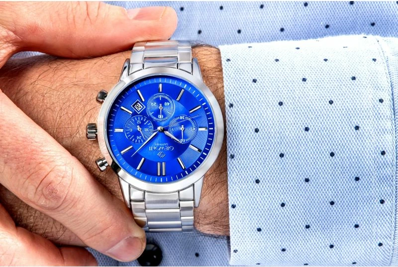 Orë dore meshkuj Giewont GW8510-B3, argjendtë/blu