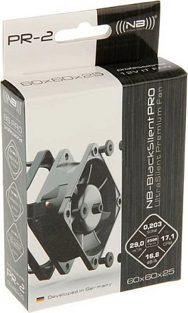 Ventilator kasë Noiseblocker BlackSilent Pro PR-2, 60mm (60x60x25), i zi