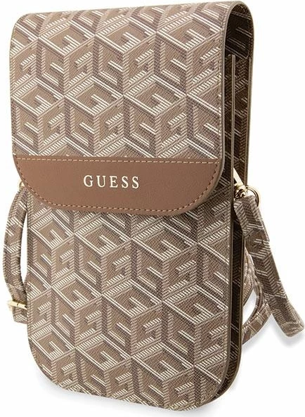 Çantë për celular Guess G Cube Stripe, eco lëkurë, kafe