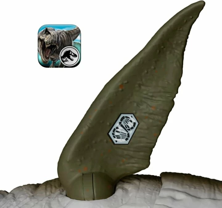 Figurë dinosauri Mattel Jurassic World Bite ‘n Blast Mozazaur JCH00, 65 cm, me kafshim/gëlltitje & pështymje, me minifigurë Dilofozaur