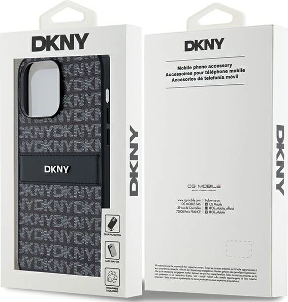 Mbështjellës DKNY Mono Stripe & Metal Logo për iPhone 14 Pro Max, i zi