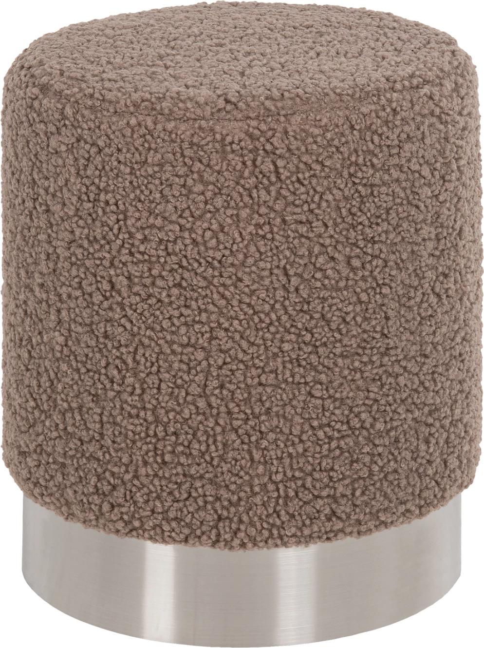 Karrige për bar LEVY FH8408.25 pëlhurë boucle ngjyrë kafe e çelët-bazë argjendi Φ35x42H cm
