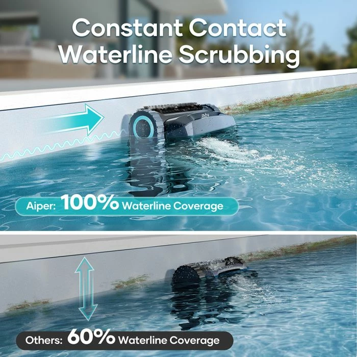 robot pastrues pishine me bateri AIPER Scuba X1, thithje 420 LPM, 180 min, pastrim fund/mure/vijë uji, stacion karikimi pa kabllo, zi/gri