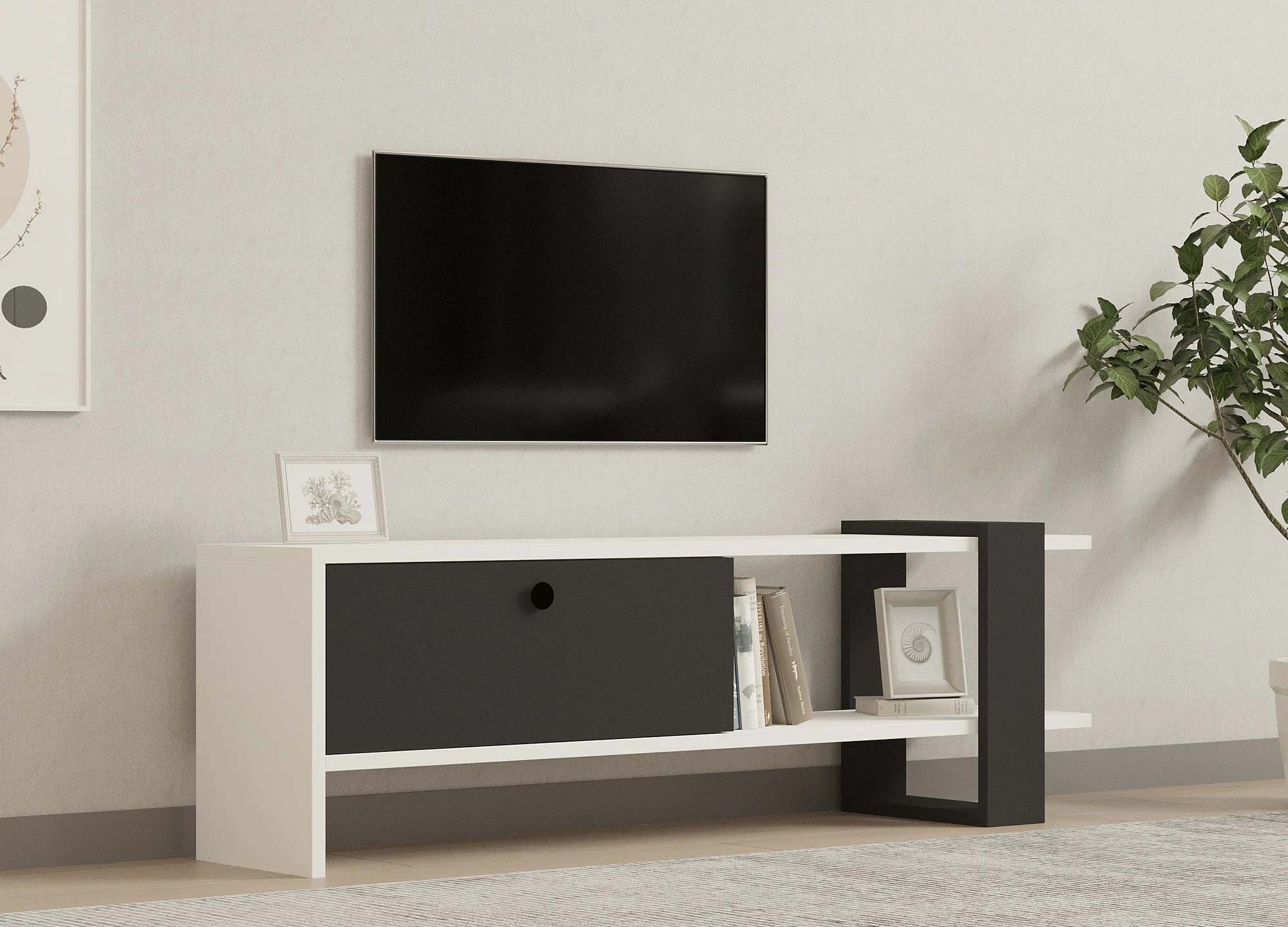 Komodë TV Hanah Home, Funda, anthracite dhe e bardhë