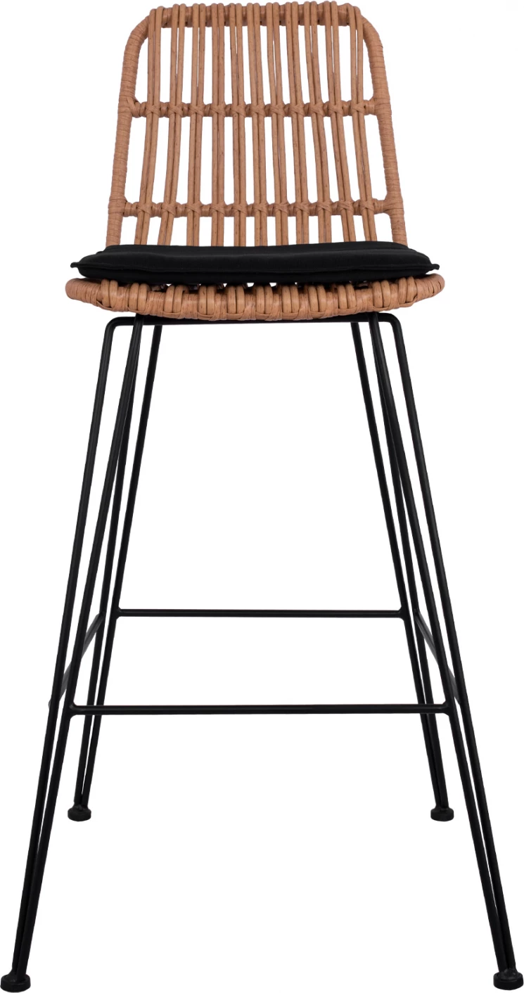 Karrige për bar metalike me jastëk Allegra FH5452 me thurje ngjyrë bezhë 56x60x109cm