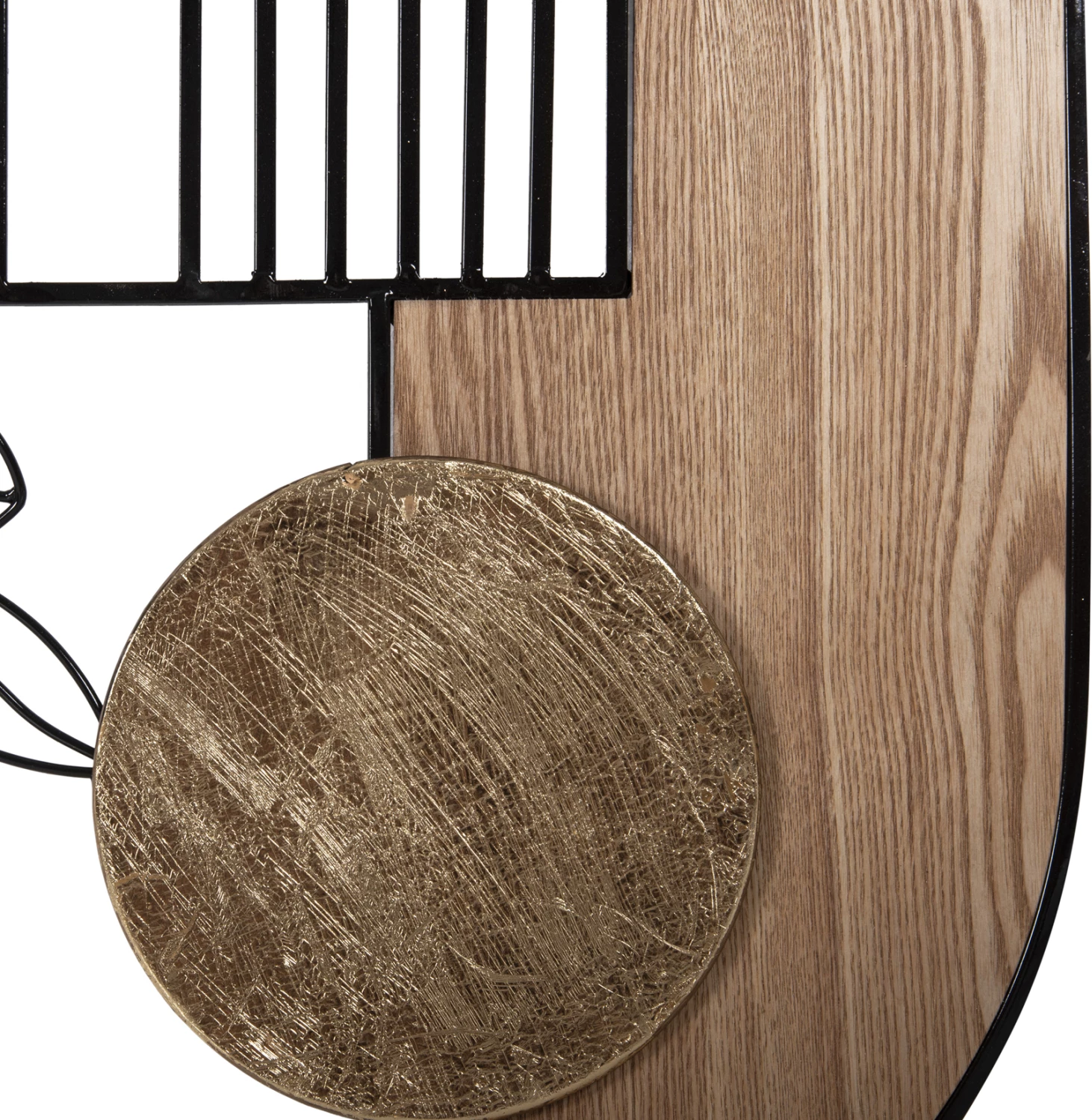 Dekor për mur, ngjyrë druri natyral dhe metal i zi, FH4218, 66x100 cm