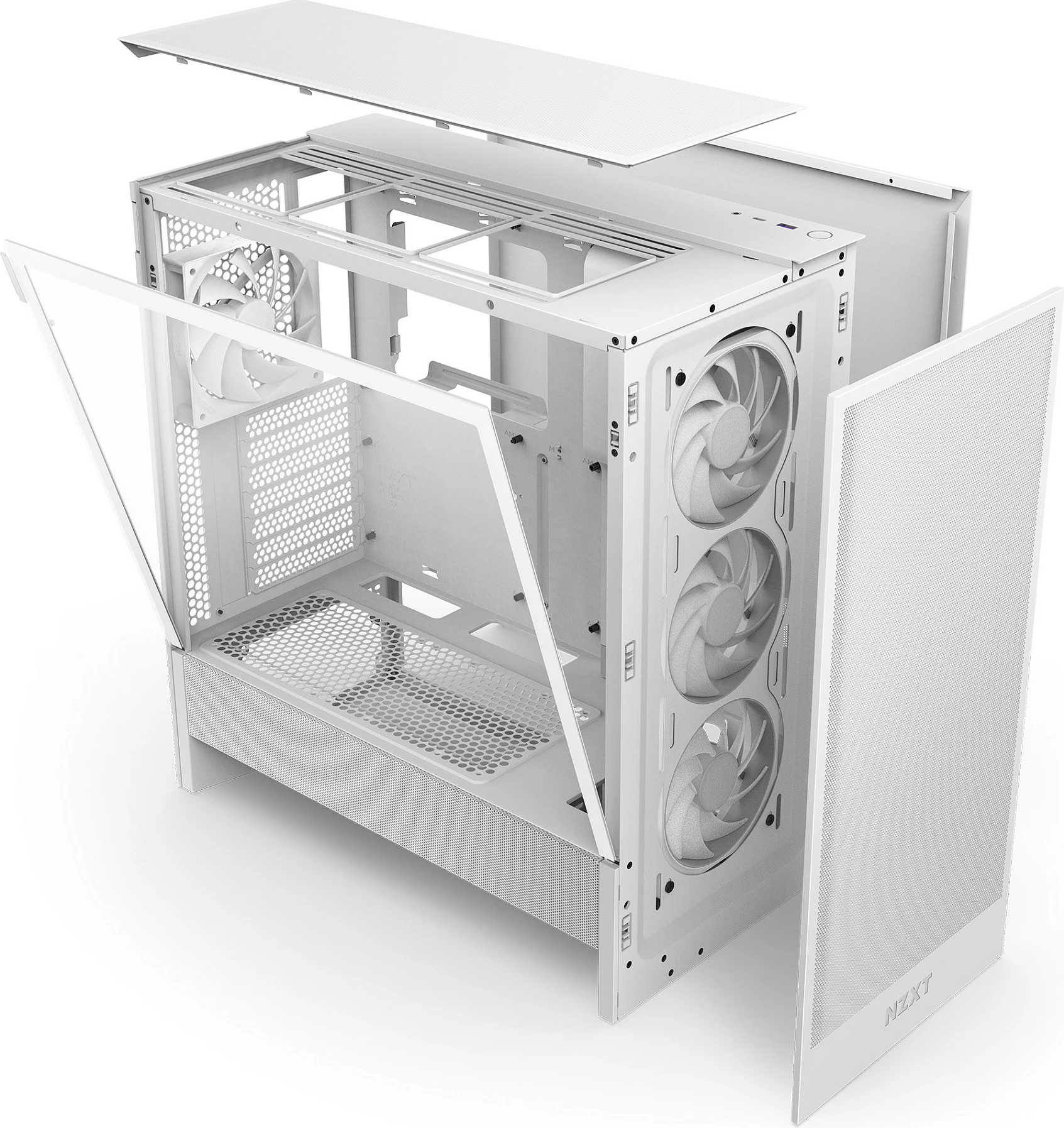Kasë NZXT H5 Flow RGB, Midi Tower, ATX/EATX/micro ATX/Mini-ITX, xham i kalitur, RGB, e bardhë