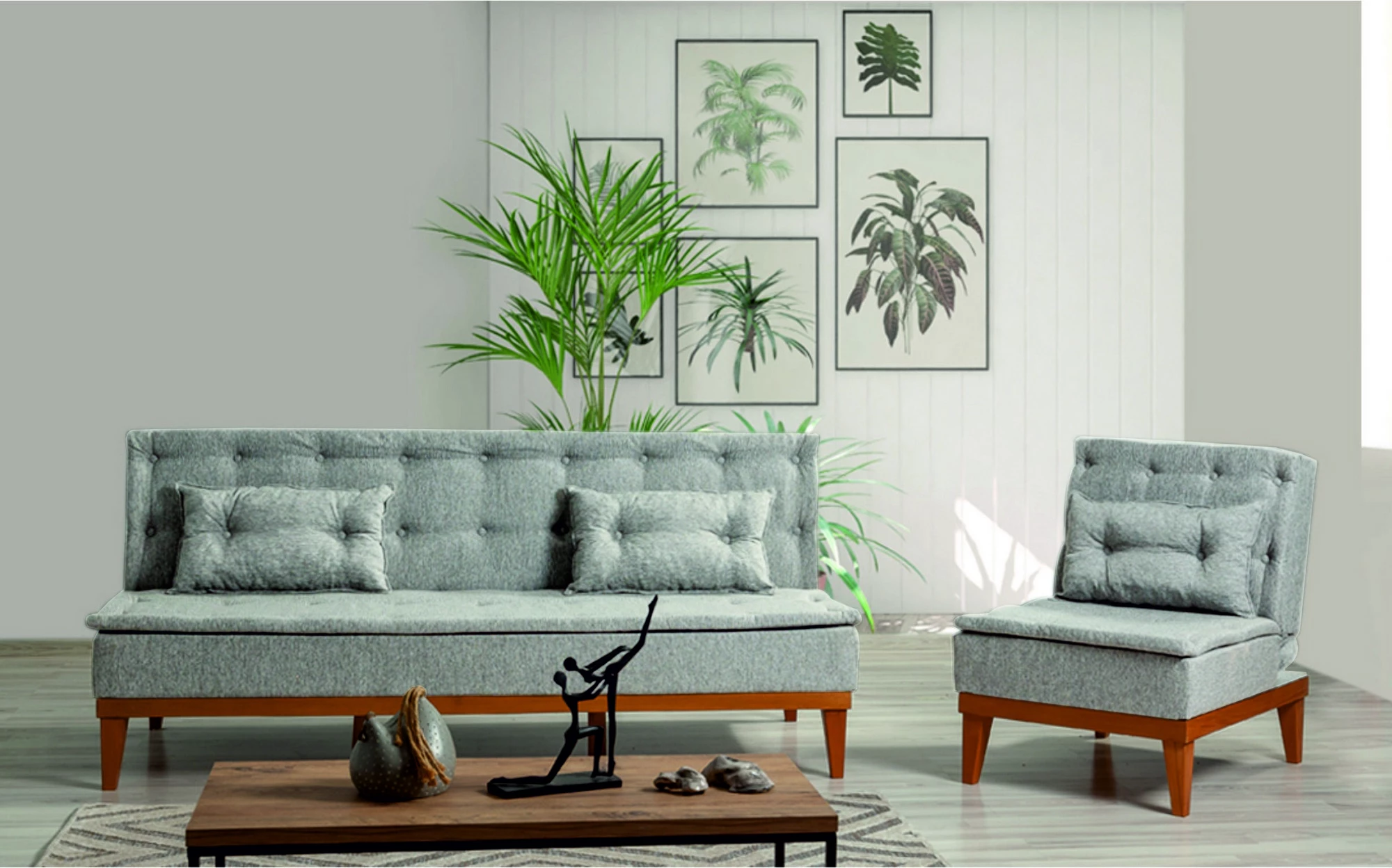 Set divan-krevat Atelier del Sofa, ngjyrë gri, Fuoco-TKM03-1008