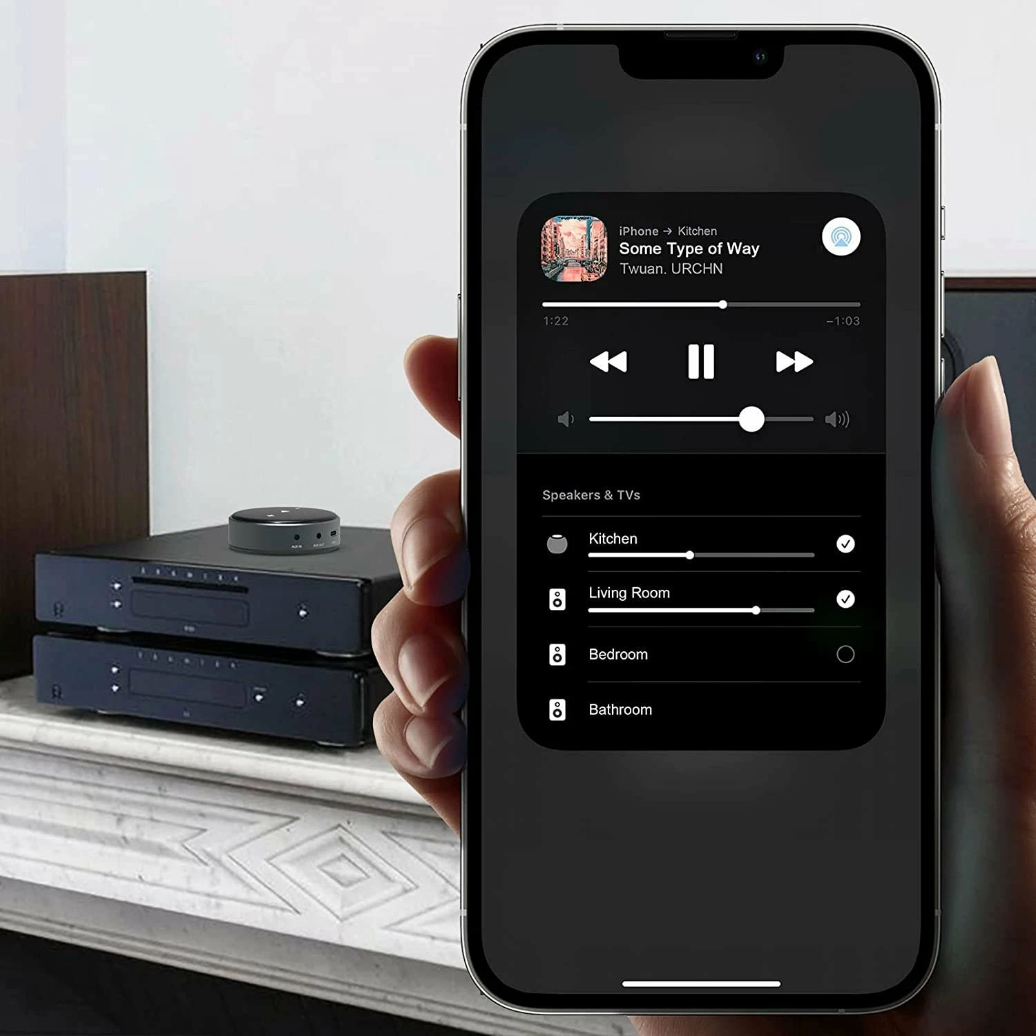 Player streaming rrjeti Arylic WiiM Mini AirPlay 2 Wi-Fi 2.4/5GHz Bluetooth 5.0 DAC Burr-Brown, i zi, set me kabllo