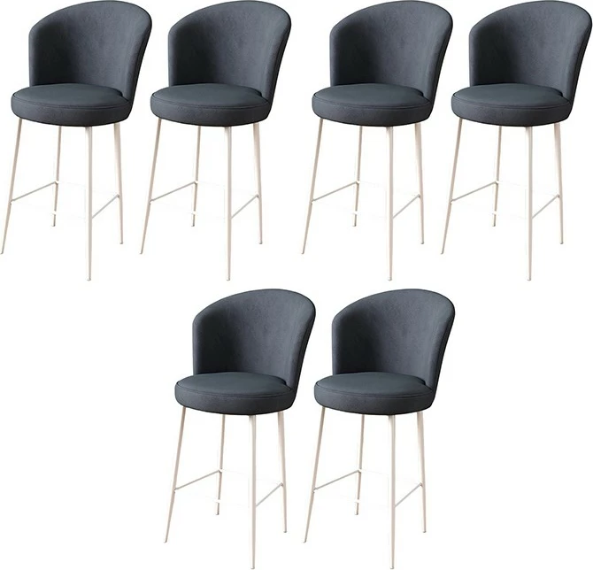 Set karrigesh për bar (6 copë), Hanah Home, Alte, antracit, e bardhë