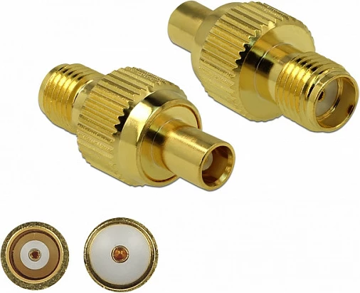 Adapter DeLOCK SMA (F) në MCX (F), 3GHz, 50Ω, i artë