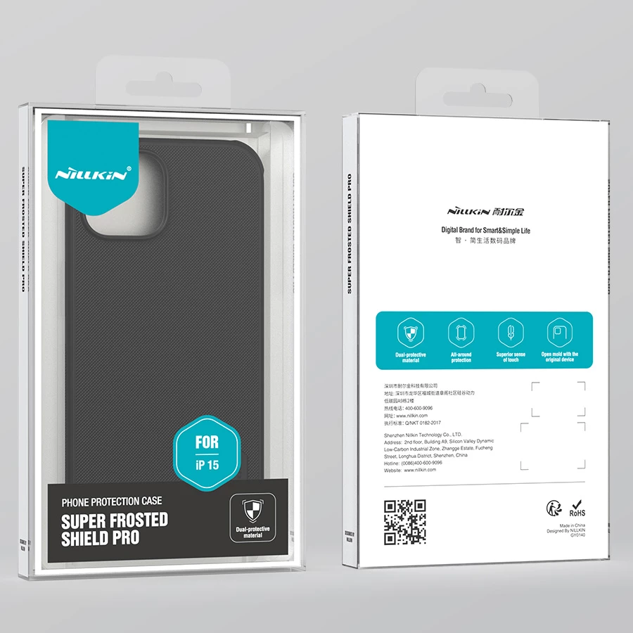 Mbështjellës Nillkin Super Frosted Shield Pro për iPhone 15, i zi