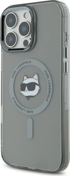 Mbështjellës Karl Lagerfeld IML Metal Choupette Head MagSafe për iPhone 16 Pro, Zi